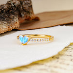 Unique Classic 3-Prong Heart Cut Moonstone Engagement Ring - Additional view