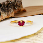 Unique Classic 3-Prong Heart Cut Ruby Engagement Ring - Additional view