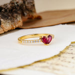 Unique Classic 3-Prong Heart Cut Ruby Engagement Ring - Additional view