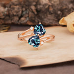 Classic Twisted 3-Prong Double Heart Cut Alexandrite Engagement Ring - Additional view