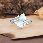 Classic Twisted 3-Prong Double Heart Cut Moonstone Engagement Ring - Additional view