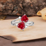 Classic Twisted 3-Prong Double Heart Cut Ruby Engagement Ring - Additional view