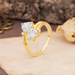 Classic Twisted 3-Prong Double Heart Cut Moissanite Engagement Ring - Additional view