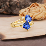 Classic Twisted 3-Prong Double Heart Cut Sapphire Engagement Ring - Additional view