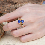 Classic Twisted 3-Prong Double Heart Cut Sapphire Engagement Ring - Additional view