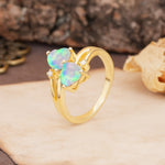 Classic Twisted 3-Prong Double Heart Cut Fire Opal Engagement Ring - Additional view