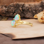 Classic Twisted 3-Prong Double Heart Cut Fire Opal Engagement Ring - Additional view