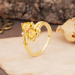 Classic Twisted 3-Prong Double Heart Cut Citrine Engagement Ring - Additional view