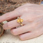 Classic Twisted 3-Prong Double Heart Cut Citrine Engagement Ring - Additional view