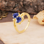 Classic Twisted 3-Prong Double Heart Cut Tanzanite Engagement Ring - Additional view