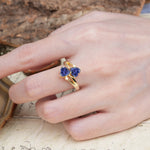 Classic Twisted 3-Prong Double Heart Cut Tanzanite Engagement Ring - Additional view