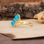 Classic Twisted 3-Prong Double Heart Cut Turquoise Engagement Ring - Additional view
