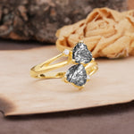 Classic Twisted 3-Prong Double Heart Cut Black Rutilated Quartz Engagement Ring - Additional view