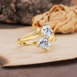 Classic Twisted 3-Prong Double Heart Cut Lab Diamond Engagement Ring - Additional view