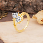 Classic Twisted 3-Prong Double Heart Cut Lab Diamond Engagement Ring - Additional view
