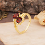 Classic Twisted 3-Prong Double Heart Cut Garnet Engagement Ring - Additional view