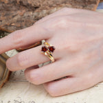 Classic Twisted 3-Prong Double Heart Cut Garnet Engagement Ring - Additional view