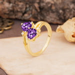 Classic Twisted 3-Prong Double Heart Cut Amethyst Engagement Ring - Additional view