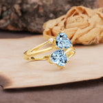 Classic Twisted 3-Prong Double Heart Cut Aquamarine Engagement Ring - Additional view