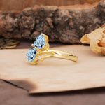Classic Twisted 3-Prong Double Heart Cut Aquamarine Engagement Ring - Additional view
