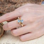 Classic Twisted 3-Prong Double Heart Cut Aquamarine Engagement Ring - Additional view