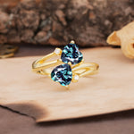 Classic Twisted 3-Prong Double Heart Cut Alexandrite Engagement Ring - Additional view
