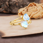 Classic Twisted 3-Prong Double Heart Cut Moonstone Engagement Ring - Additional view