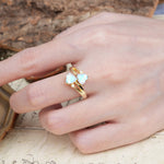 Classic Twisted 3-Prong Double Heart Cut Moonstone Engagement Ring - Additional view