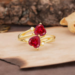 Classic Twisted 3-Prong Double Heart Cut Ruby Engagement Ring - Additional view