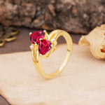 Classic Twisted 3-Prong Double Heart Cut Ruby Engagement Ring - Additional view