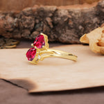 Classic Twisted 3-Prong Double Heart Cut Ruby Engagement Ring - Additional view