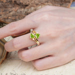 Classic Twisted 3-Prong Double Heart Cut Peridot Engagement Ring - Additional view