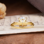 Classic, Minimalist 4-Prong Round Cut Moissanite Three Stones Wedding Ring - Additional view