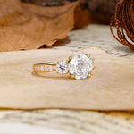 Classic Luxury 4-Prong Hexagonal Cut Moissanite Three Stones Wedding Ring - Additional view