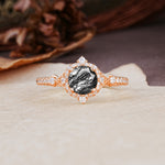 Luxurious Vintage 4-Prong Round Cut Black Rutilated Quartz Engagement Ring - Additional view