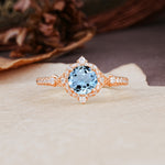 Luxurious Vintage 4-Prong Round Cut Aquamarine Engagement Ring - Additional view