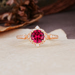 Luxurious Vintage 4-Prong Round Cut Ruby Engagement Ring - Additional view