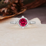 Luxurious Vintage 4-Prong Round Cut Ruby Engagement Ring - Additional view
