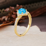Luxurious Vintage 4-Prong Round Cut Turquoise Engagement Ring - Additional view