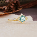 Luxurious Vintage 4-Prong Round Cut Moss Agate Engagement Ring - Additional view
