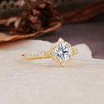 Luxurious Vintage 4-Prong Round Cut Lab Diamond Engagement Ring - Additional view