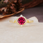 Luxurious Vintage 4-Prong Round Cut Ruby Engagement Ring - Additional view
