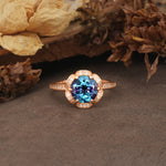 Nature-Inspired, Luxurious Floral Design, 6-Prong Round Cut Alexandrite Engagement Ring - Additional view