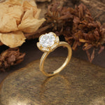 Nature-Inspired, Luxurious Floral Design, 6-Prong Round Cut Moissanite Engagement Ring - Additional view