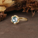 Nature-Inspired, Luxurious Floral Design, 6-Prong Round Cut Moss Agate Engagement Ring - Additional view