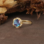 Nature-Inspired, Luxurious Floral Design, 6-Prong Round Cut Alexandrite Engagement Ring - Additional view