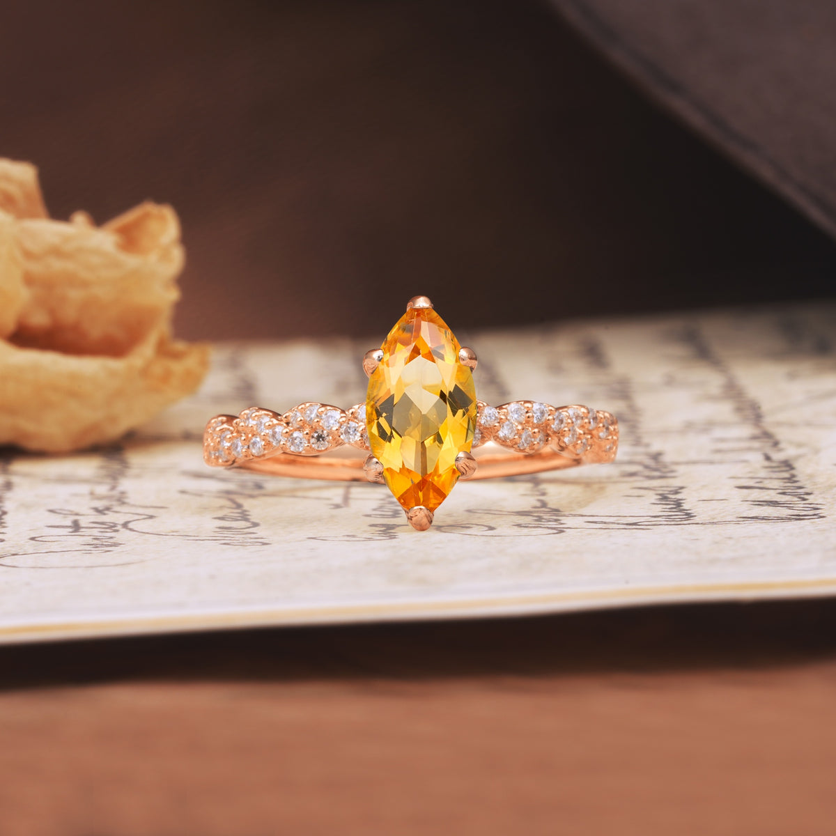 Classic Simple 8-Prong Princess Cut Citrine Engagement Ring - Additional view