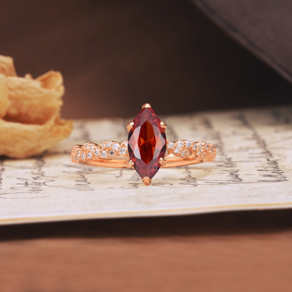 Classic Simple 8-Prong Princess Cut Garnet Engagement Ring - Additional view