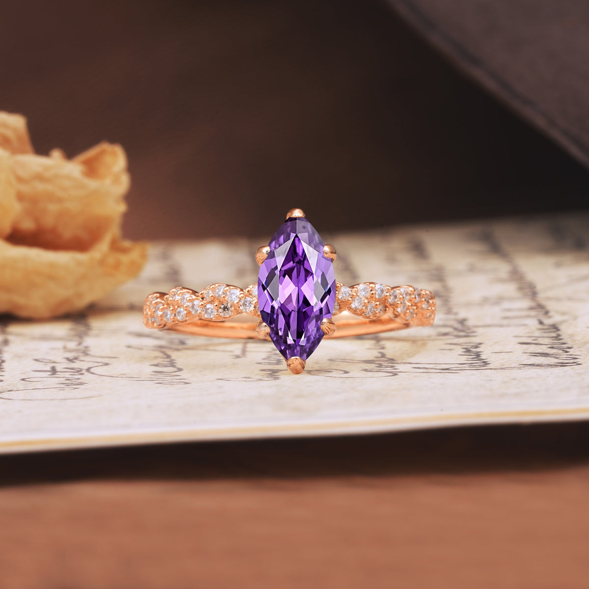 Classic Simple 8-Prong Princess Cut Amethyst Engagement Ring - Additional view