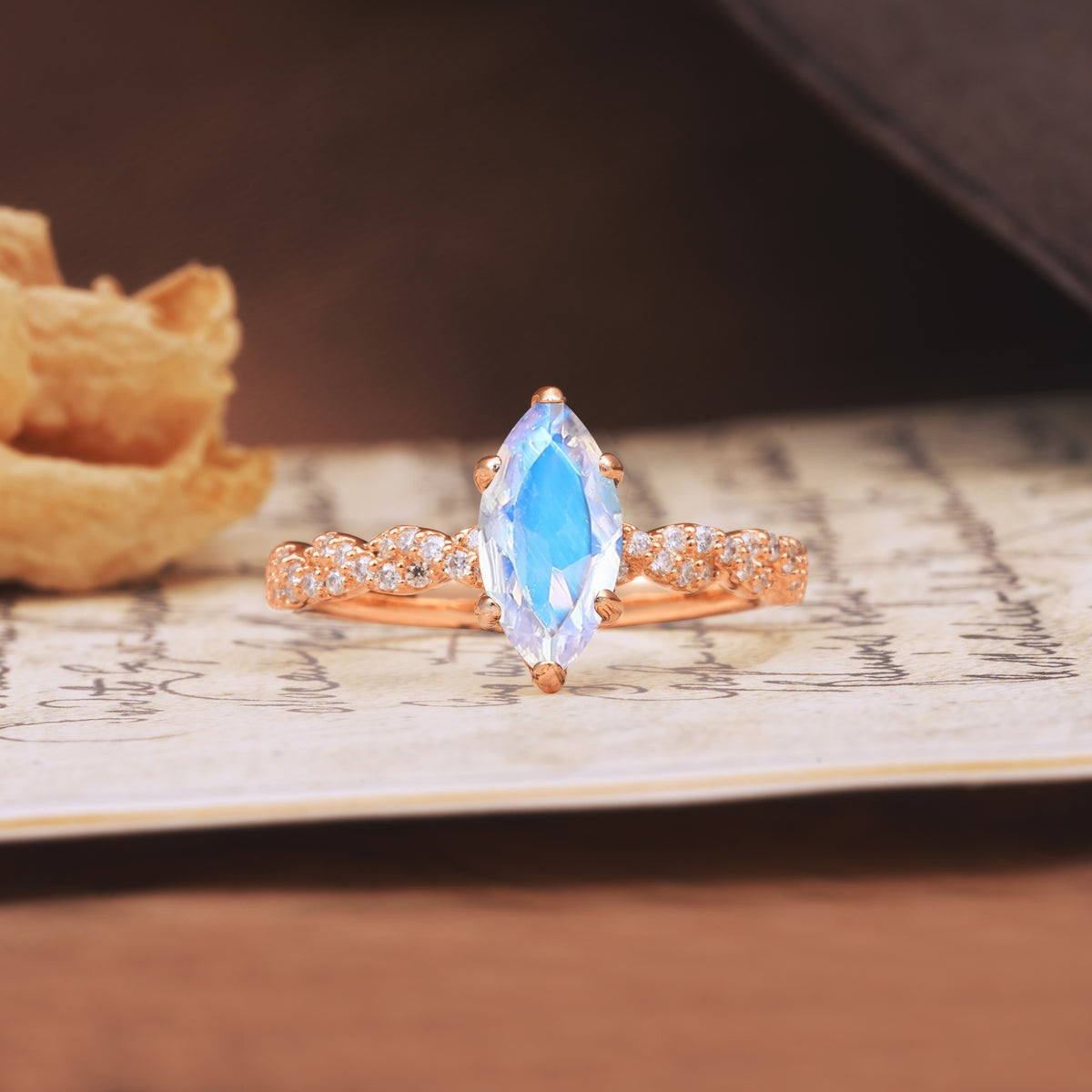 Classic Simple 8-Prong Princess Cut Moonstone Engagement Ring - Additional view